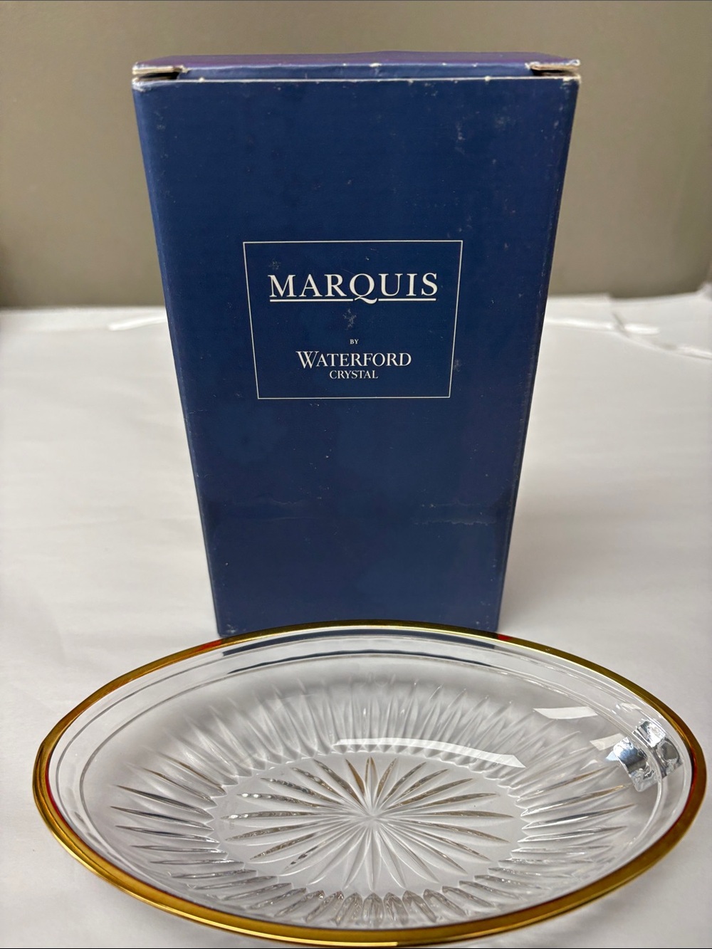 Marquis by Waterford Clear Crystal Serving Bowl with Gold Rim